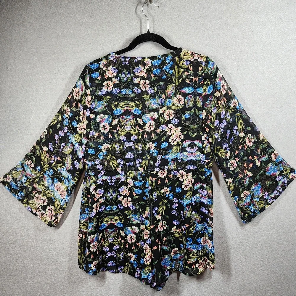 Show Me Your Mumu Romper Womens‎ Medium Black Floral Roxy Long Sleeve USA